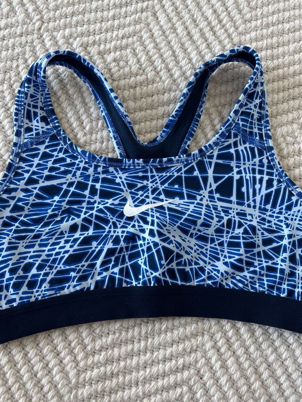 Nike Women's Navy & Light Blue Abstract Racerback Sports Bra